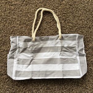Striped Grey and White Tote Bag